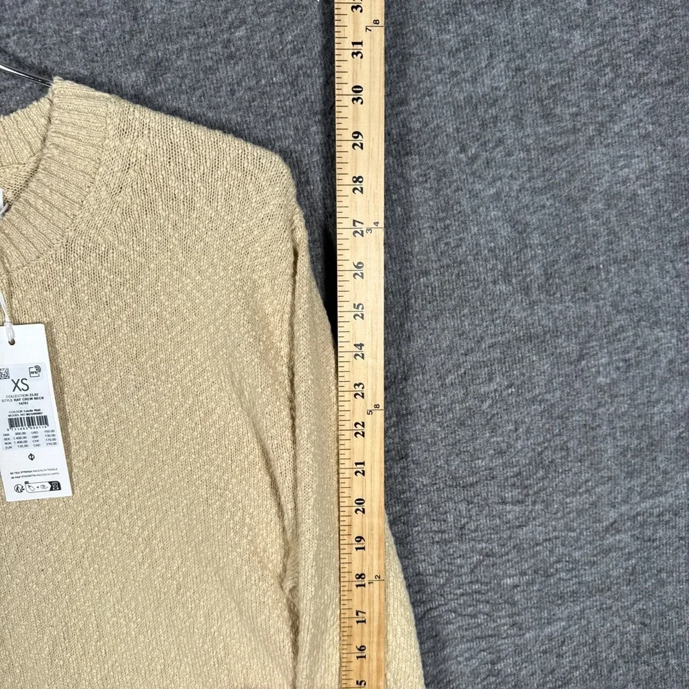 NEW Samsoe Ray Crew Neck Sweater Mens XS Castle Wall Beige Textured Knit NWT